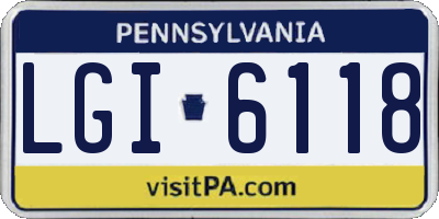 PA license plate LGI6118