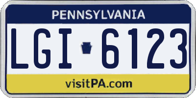 PA license plate LGI6123