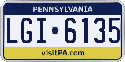 PA license plate LGI6135
