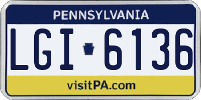 PA license plate LGI6136