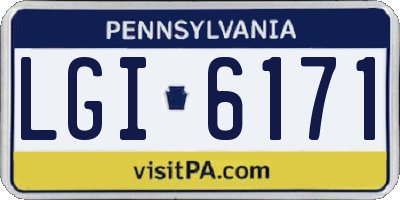PA license plate LGI6171