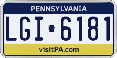 PA license plate LGI6181