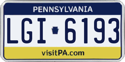 PA license plate LGI6193