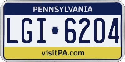 PA license plate LGI6204