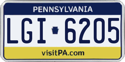 PA license plate LGI6205