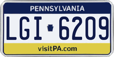 PA license plate LGI6209