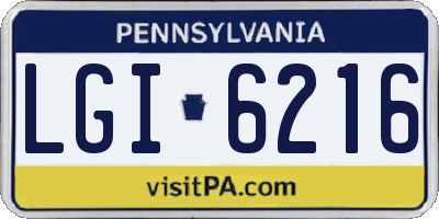 PA license plate LGI6216
