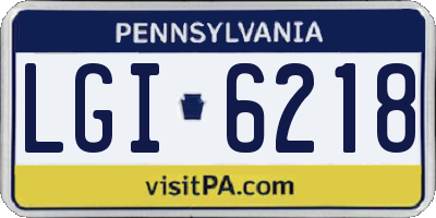 PA license plate LGI6218