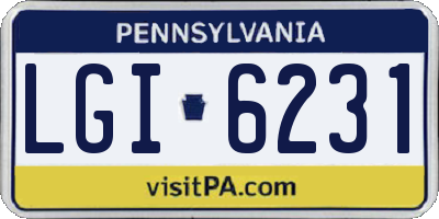 PA license plate LGI6231