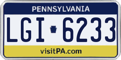 PA license plate LGI6233