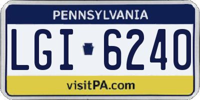 PA license plate LGI6240
