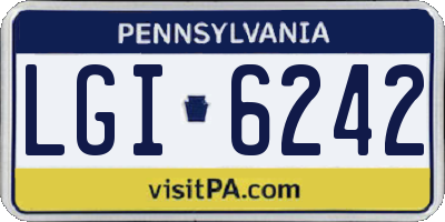 PA license plate LGI6242