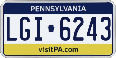 PA license plate LGI6243