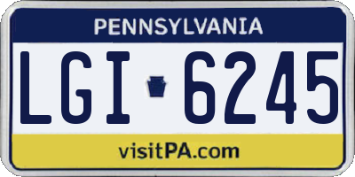 PA license plate LGI6245