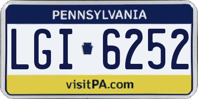 PA license plate LGI6252