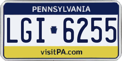 PA license plate LGI6255