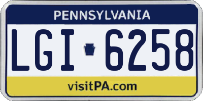 PA license plate LGI6258