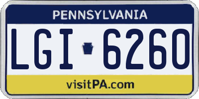 PA license plate LGI6260