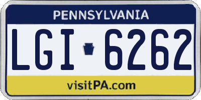 PA license plate LGI6262