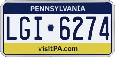 PA license plate LGI6274