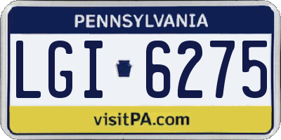 PA license plate LGI6275
