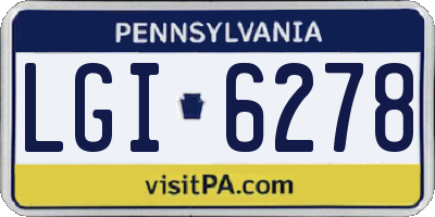 PA license plate LGI6278