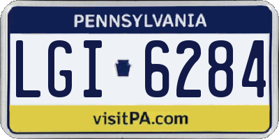 PA license plate LGI6284