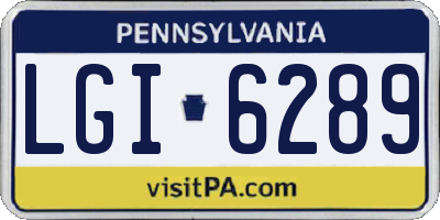 PA license plate LGI6289