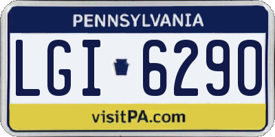 PA license plate LGI6290