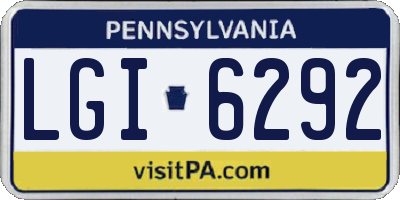 PA license plate LGI6292