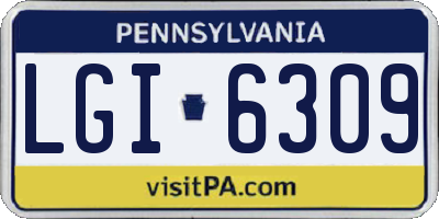 PA license plate LGI6309