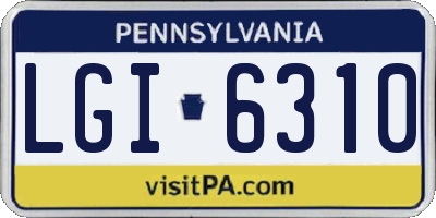 PA license plate LGI6310