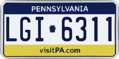 PA license plate LGI6311