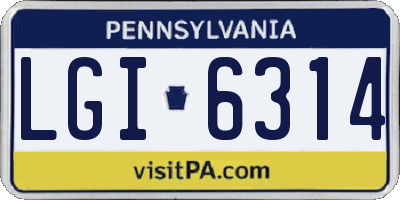 PA license plate LGI6314
