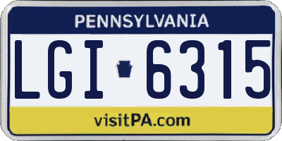 PA license plate LGI6315