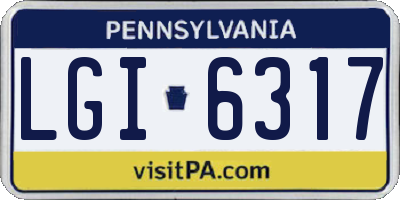 PA license plate LGI6317