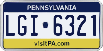 PA license plate LGI6321