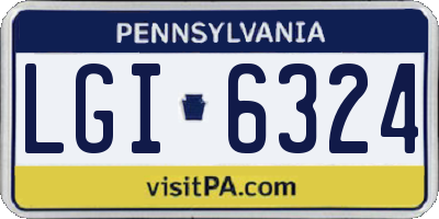 PA license plate LGI6324