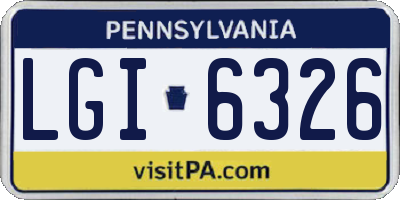 PA license plate LGI6326