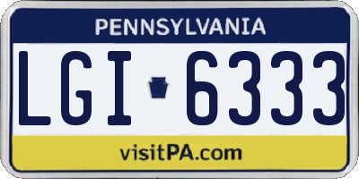 PA license plate LGI6333