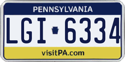 PA license plate LGI6334