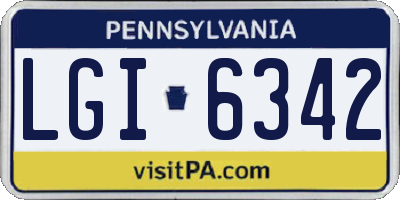 PA license plate LGI6342