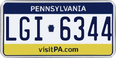 PA license plate LGI6344