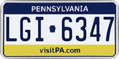 PA license plate LGI6347