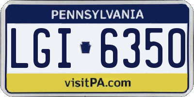 PA license plate LGI6350