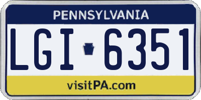 PA license plate LGI6351