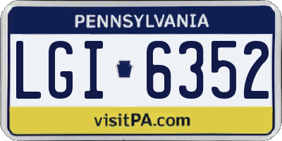 PA license plate LGI6352