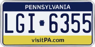 PA license plate LGI6355