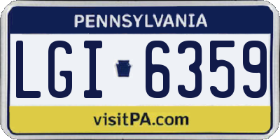 PA license plate LGI6359