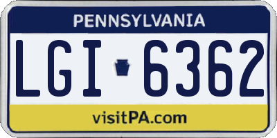 PA license plate LGI6362